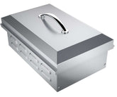 Close-up view of Sunstone Drop-In Single Burner knobs and burner feature, designed for durability.